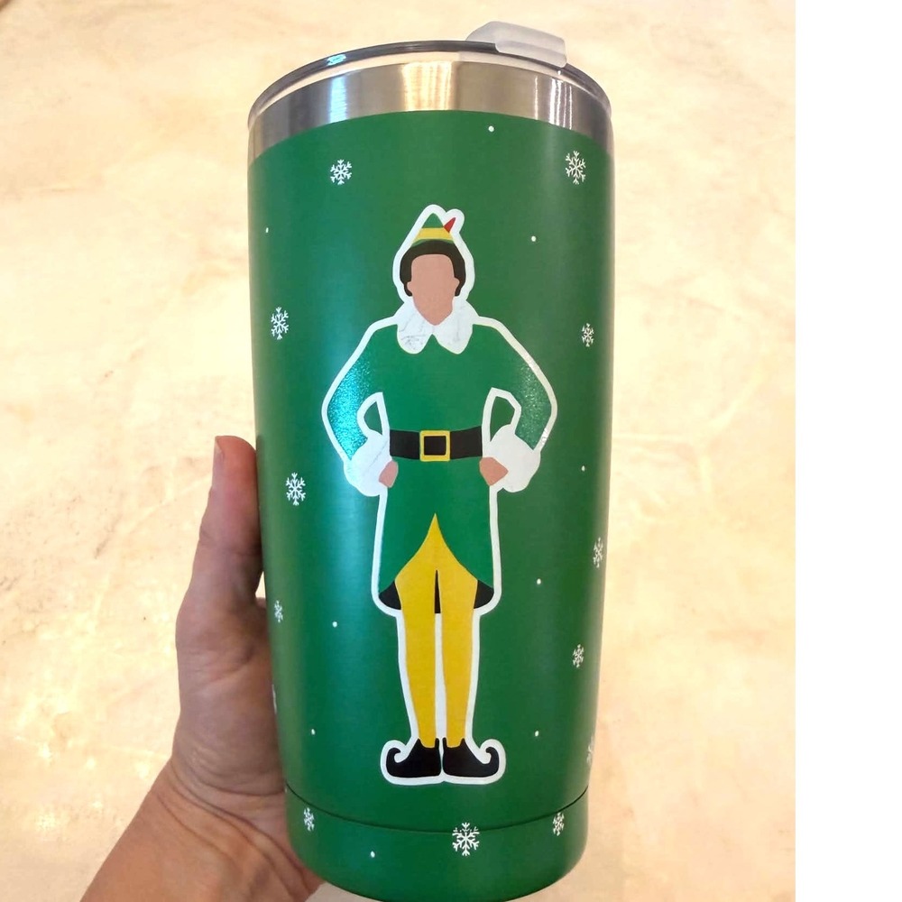 Elf Insulated Tumbler Green Does Somebody Need A Hug 20oz
